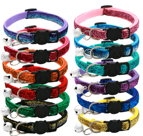 Verstellbares Buntes Katzenhalsband mit Glocke für Haustiere