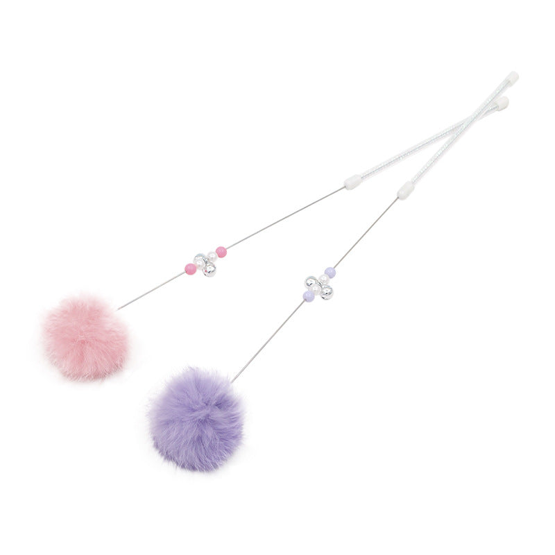Bunter Pom Pom Katzenangel mit Glockenspielzeug